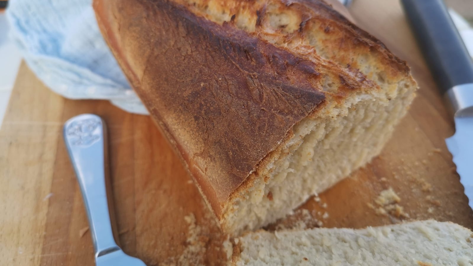 Dense underproofed loaf with compact crumb and weak rise